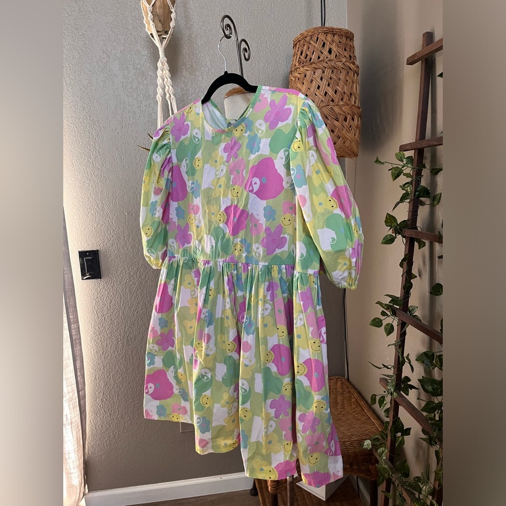 Megan Crosby Olive Mini Dress Multicolor smiley face pattern - Picture 12 of 15